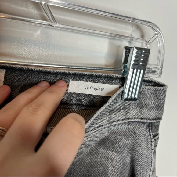 Frame Grey Distressed Le Original Raw Edge Cold Ash Relaxed Fit Jeans Size 24 - Picture 5 of 10